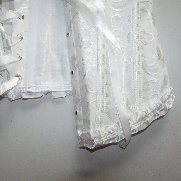 Creamy White Heavy Jacquard Ruffled Corset Set - NEW - Picture 8 of 10